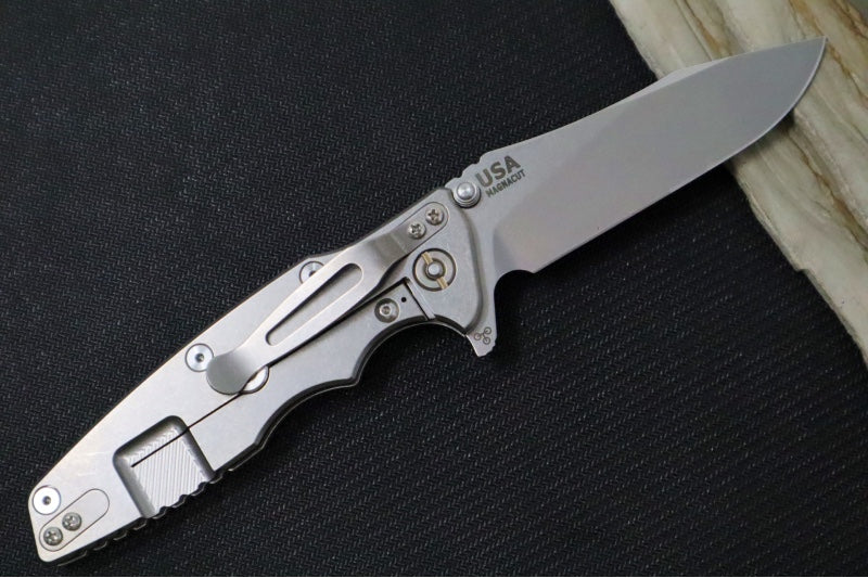 Rick Hinderer Knives Eklipse 3.5" Skinny - Hollow Ground Slicer Blade / CPM-Magnacut Steel / Translucent Green G-10 & Titanium Handle