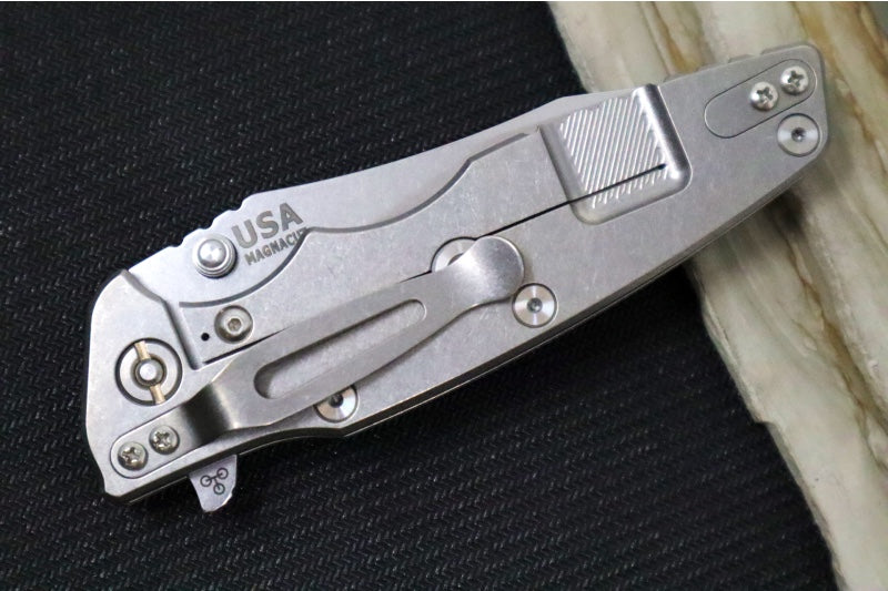 Rick Hinderer Knives Eklipse 3.5" Skinny - Hollow Ground Slicer Blade / CPM-Magnacut Steel / Translucent Green G-10 & Titanium Handle - Northwest Knives