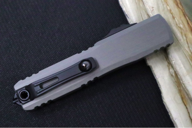 Microtech Ultratech ZBP (Zero Blade Play) OTF - Black Finish / Tanto Blade / Natural Clear Anodized Aluminum Handle 1123-1NC