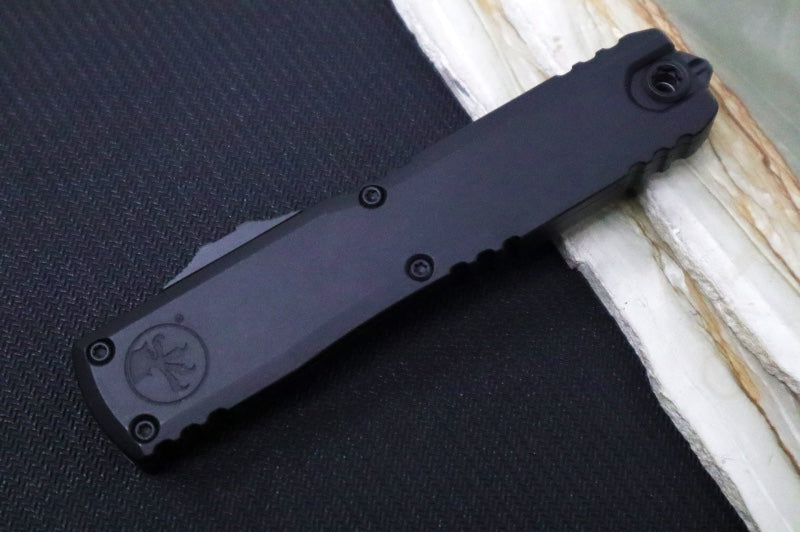 Microtech Ultratech ZBP (Zero Blade Play) OTF Tactical - Black Finish / Dagger Blade / Black Anodized Aluminum Handle 1122-1T