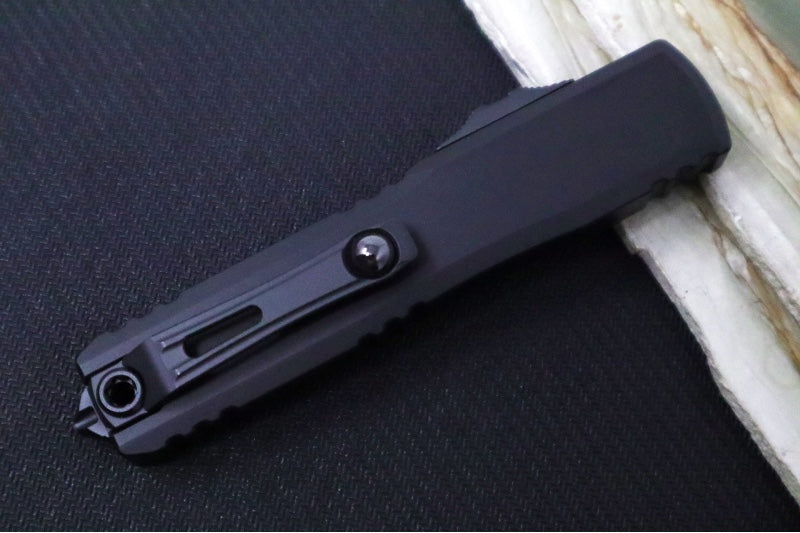 Microtech Ultratech ZBP (Zero Blade Play) OTF Tactical - Black Finish / Dagger Blade / Black Anodized Aluminum Handle 1122-1T - Northwest Knives