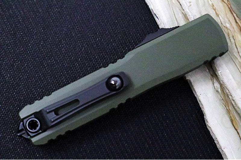 Microtech Ultratech ZBP (Zero Blade Play) OTF - Black Finish / Single Edge / OD Green Anodized Aluminum Handle 1121-1OD