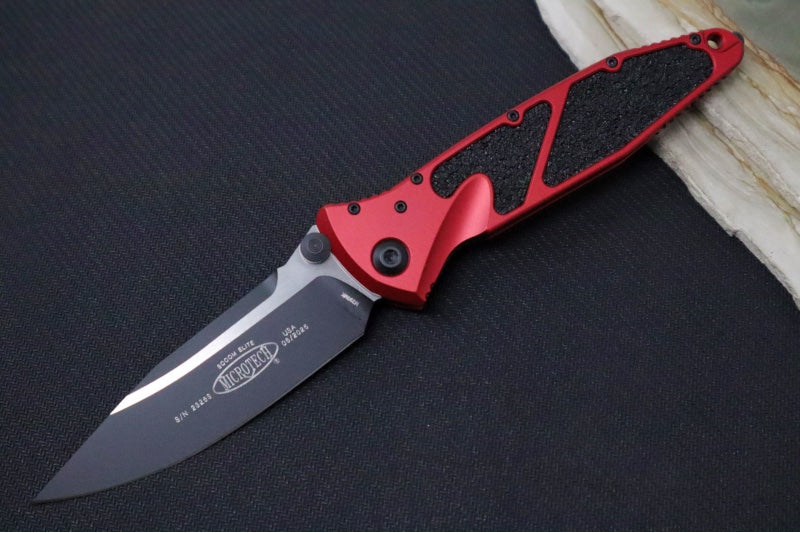 Microtech SOCOM Elite - Black Finish / Red Anodized Aluminum Handle w/ Black Inserts 160-1RD