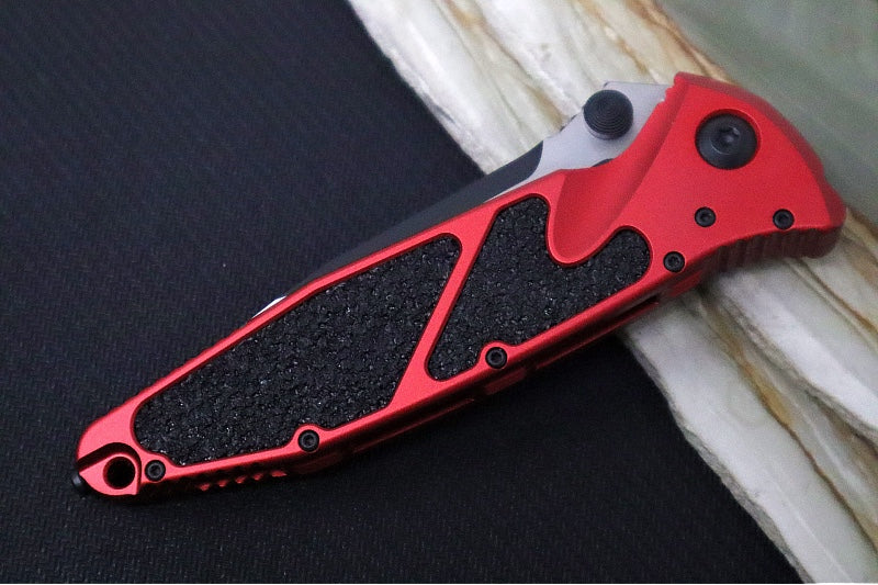 Microtech SOCOM Elite - Black Finish / Red Anodized Aluminum Handle w/ Black Inserts 160-1RD