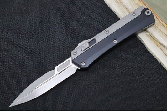 Microtech Glykon OTF - Bayonet Blade / Apocalyptic Finish / Nickel Boron Internals / Aluminum & Titanium Handle Scales 184-10AP