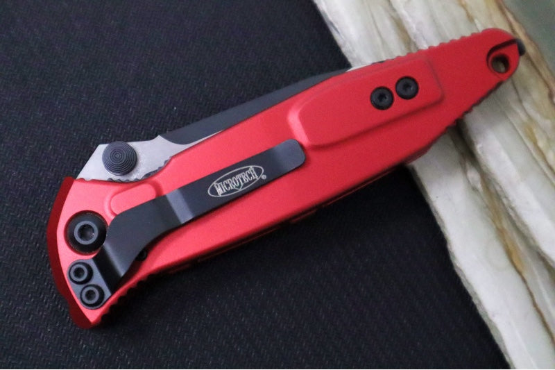 Microtech SOCOM Elite - Black Finish / Red Anodized Aluminum Handle w/ Black Inserts 160-1RD - Northwest Knives