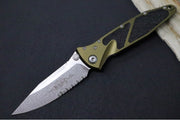 Microtech SOCOM Elite - Single Edge with Partial Serrates / Stonewashed Finish / OD Green Anodized Aluminum Handle with Black Inserts 160-11OD - Northwest Knives