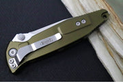 Microtech SOCOM Elite - Single Edge with Partial Serrates / Stonewashed Finish / OD Green Anodized Aluminum Handle with Black Inserts 160-11OD - Northwest Knives