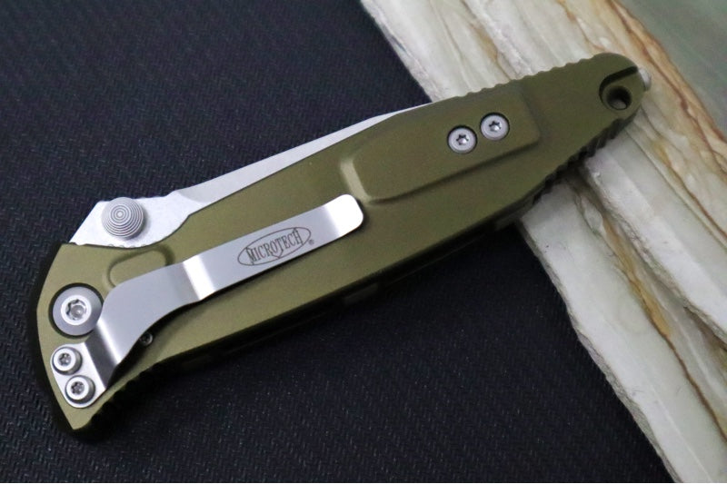 Microtech SOCOM Elite - Single Edge with Partial Serrates / Stonewashed Finish / OD Green Anodized Aluminum Handle with Black Inserts 160-11OD