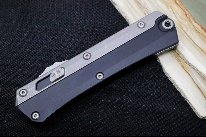 Microtech Glykon OTF - Bayonet Blade / Apocalyptic Finish / Nickel Boron Internals / Aluminum & Titanium Handle Scales 184-10AP