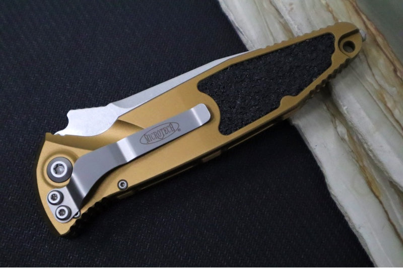 Microtech SOCOM Elite Auto- Stonewashed Blade / Tan Handles w/ Black Inserts 160-10TA - Northwest Knives