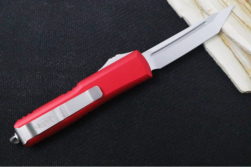 Microtech UTX-85 OTF - Tanto Blade / Stonewash Blade / Red Anodized Aluminum - 233-10RD