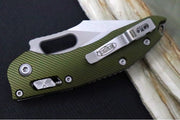 Microtech Stitch RAM-Lock Manual - Spear Point Blade / Stonewash Finish / OD Green Fluted Anodized Aluminum Handle 169RL-10FLOD - Northwest Knives