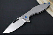 Koenig Arius - Standard Smooth Titanium Handle - Burnished Blade with Polished Flats - Blue Spacer & Hardware - Blasted Clip (Gen 4) AR11111221 - Northwest Knives