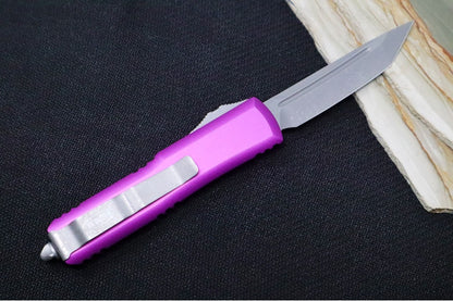 Microtech UTX-85 OTF -Tanto Blade / Apocalyptic Finish / Violet Anodized Aluminum Handle - 233-10APVI