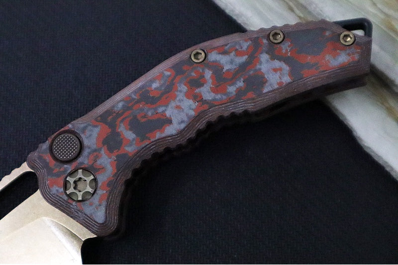 Heretic Knives Medusa Auto - Recurve Bronzed Finished Blade / Blood Red Camo Carbon Fiber Handle / CPM-Magnacut Steel H012-7A-RD/CC