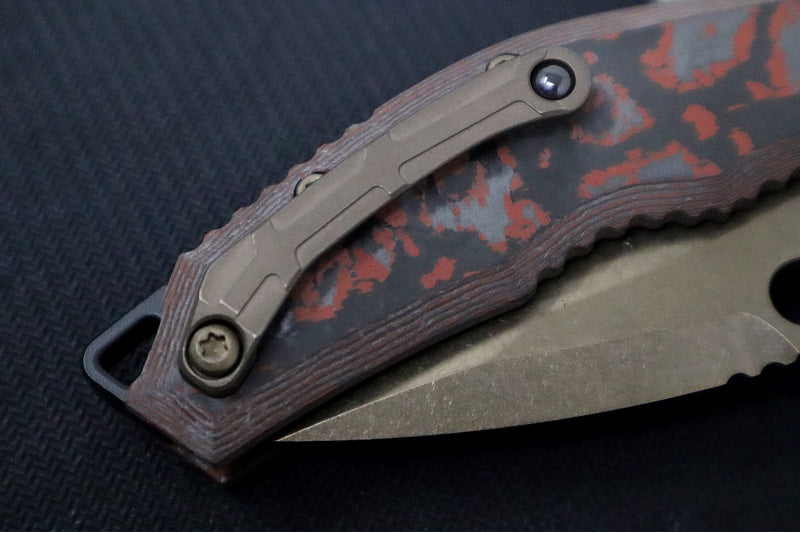 Heretic Knives Medusa Auto - Recurve Bronzed Finished Blade / Blood Red Camo Carbon Fiber Handle / CPM-Magnacut Steel H012-7A-RD/CC