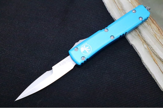 Microtech Ultratech OTF - Bayonet Blade / Stonewash Finish / Turquoise Anodized Aluminum Handle 120-10TQ