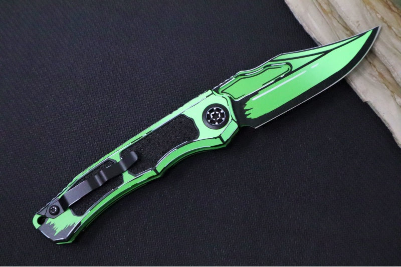 Heretic Knives Wraith Auto - Toxic Green Cel Shade Bowie / Toxic Green Cel Shaded Aluminum Handle H002-CS-TX