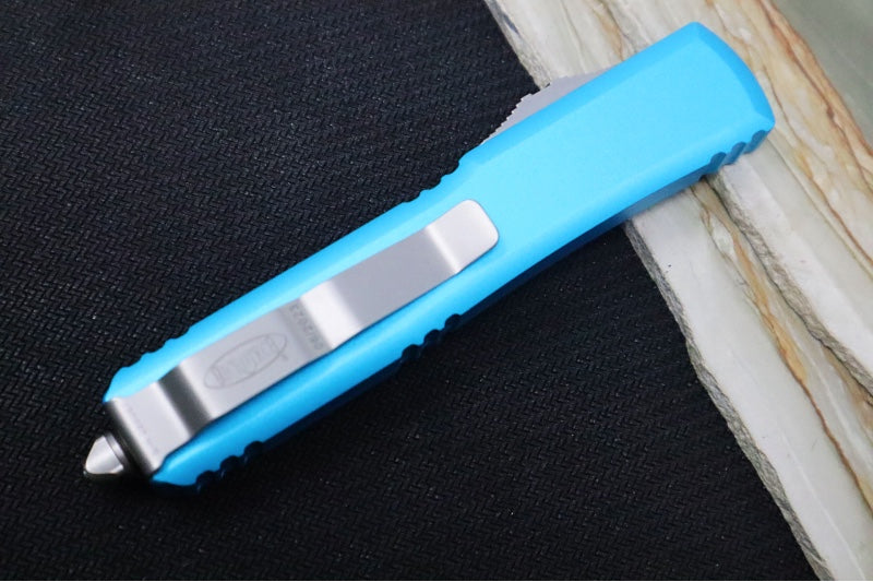 Microtech Ultratech OTF - Bayonet Blade / Stonewash Finish / Turquoise Anodized Aluminum Handle 120-10TQ