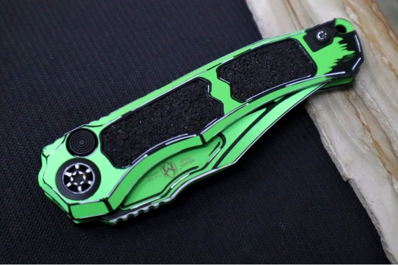 Heretic Knives Wraith Auto - Toxic Green Cel Shade Bowie / Toxic Green Cel Shaded Aluminum Handle H002-CS-TX - Northwest Knives