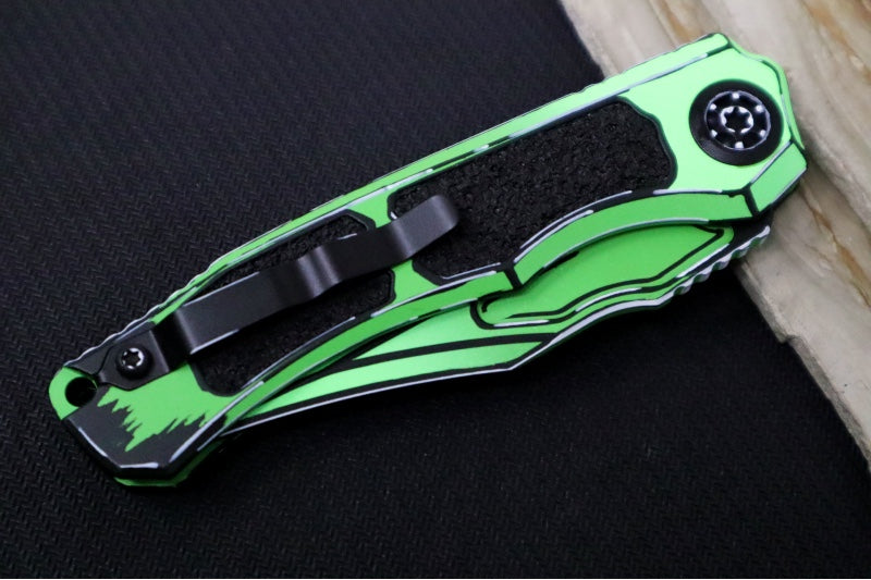Heretic Knives Wraith Auto - Toxic Green Cel Shade Bowie / Toxic Green Cel Shaded Aluminum Handle H002-CS-TX - Northwest Knives