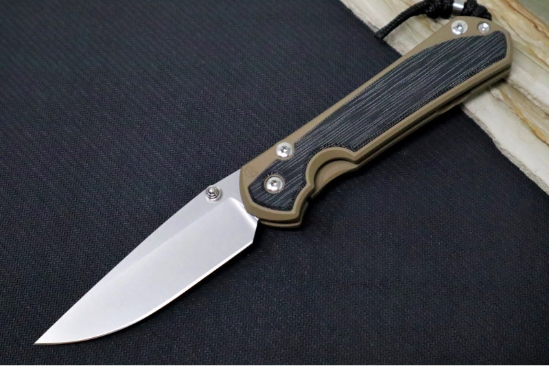 Chris Reeve Knives Large Sebenza 31 NWK Exclusive - Drop Point Blade / CPM-Magnacut Steel / Flat Dark Earth Cerakote Handle with Black Micarta / Black Lanyard with Silver Bead L31-1816 - Northwest Knives