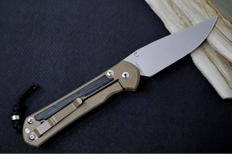 Chris Reeve Knives Large Sebenza 31 NWK Exclusive - Drop Point Blade / CPM-Magnacut Steel / Flat Dark Earth Cerakote Handle with Black Micarta / Black Lanyard with Silver Bead L31-1816 - Northwest Knives