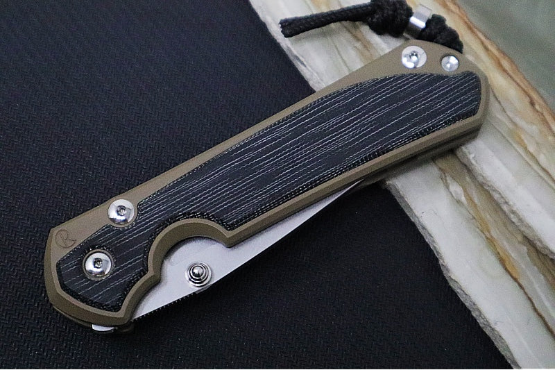 Chris Reeve Knives Large Sebenza 31 NWK Exclusive - Drop Point Blade / CPM-Magnacut Steel / Flat Dark Earth Cerakote Handle with Black Micarta / Black Lanyard with Silver Bead L31-1816 - Northwest Knives