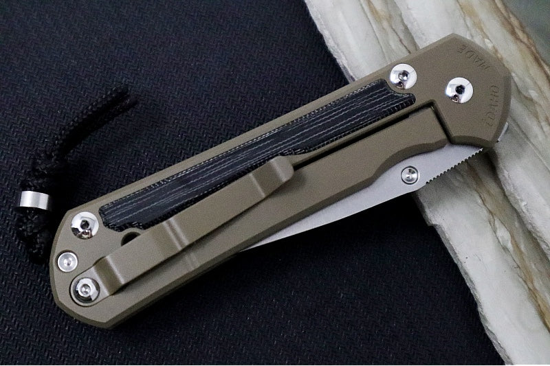 Chris Reeve Knives Large Sebenza 31 NWK Exclusive - Drop Point Blade / CPM-Magnacut Steel / Flat Dark Earth Cerakote Handle with Black Micarta / Black Lanyard with Silver Bead L31-1816