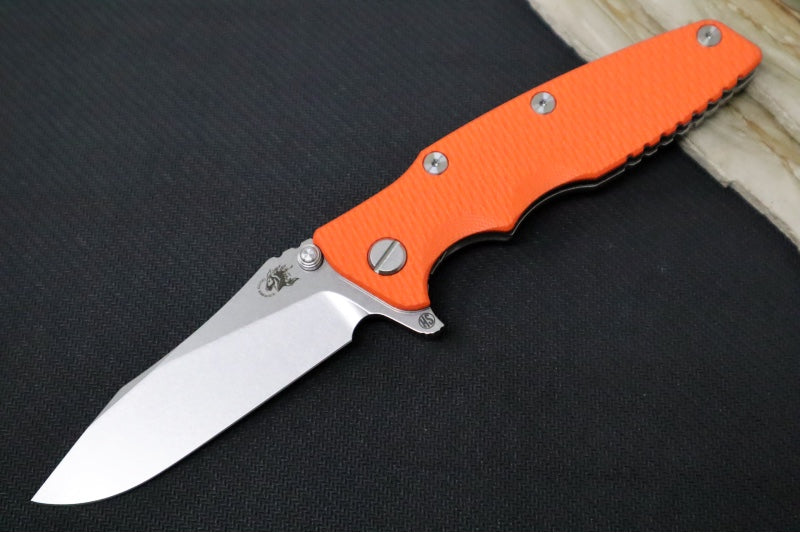 Rick Hinderer Knives Eklipse 3.5" Skinny - Hollow Ground Slicer Blade / CPM-Magnacut Steel / Orange G-10 & Titanium Handle