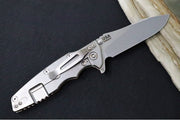 Rick Hinderer Knives Eklipse 3.5" Skinny - Hollow Ground Slicer Blade / CPM-Magnacut Steel / Orange G-10 & Titanium Handle - Northwest Knives