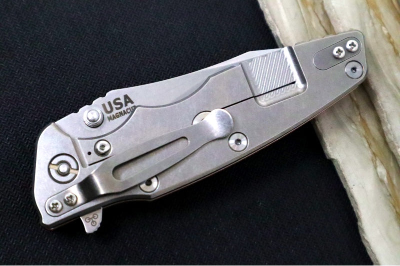 Rick Hinderer Knives Eklipse 3.5" Skinny - Hollow Ground Slicer Blade / CPM-Magnacut Steel / Orange G-10 & Titanium Handle