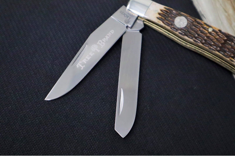 Boker Treebrand Trapper - Amber Jigged Bone Handle / D2 Steel / Satin Finish 110890