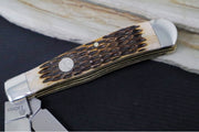 Boker Treebrand Trapper - Amber Jigged Bone Handle / D2 Steel / Satin Finish 110890 - Northwest Knives