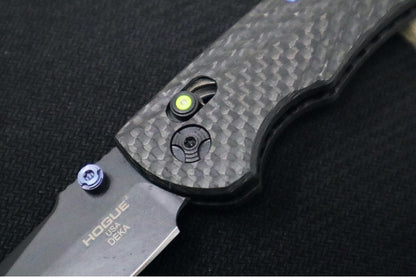 Hogue Knives Deka Collector Series - Black Cerakote Finish / Wharncliffe Blade / Carbon Fiber Handle / Green Tritium Axis Lock 24298-LIM
