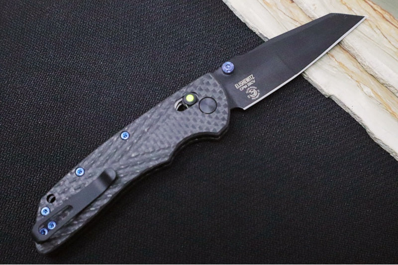 Hogue Knives Deka Collector Series - Black Cerakote Finish / Wharncliffe Blade / Carbon Fiber Handle / Green Tritium Axis Lock 24298-LIM