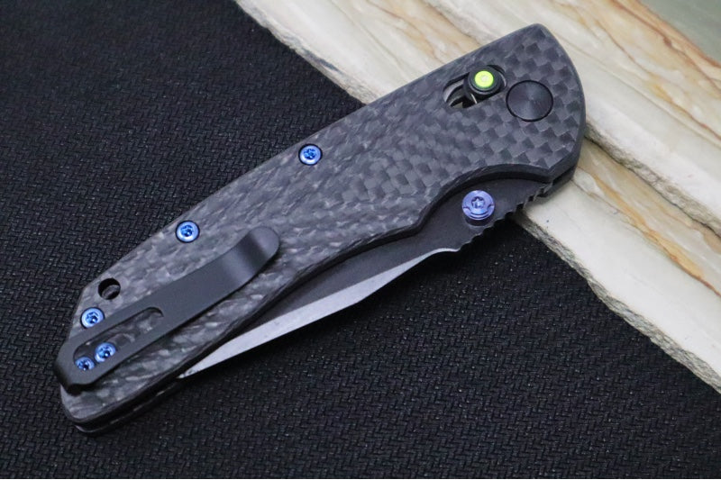 Hogue Knives Deka Collector Series - Black Cerakote Finish / Clip Point Blade / Carbon Fiber Handle / Green Tritium Axis Lock 24299-LIM