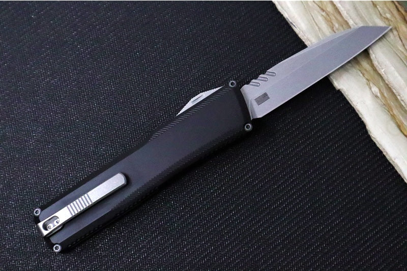 Axial Knives SHIFT V_3 OTF - Black Anodized Aluminum Handle & Stonewashed Hardware / Stonewashed Wharncliffe Blade / CPM-Magnacut Steel