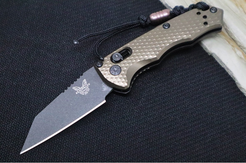 Benchmade 2900BK-1 Full Immunity Auto - Cobalt Black Cerakote Finish  / CPM-M4 Steel / Wharncliffe Blade / Flat Dark Earth Anodized Aluminum Handle