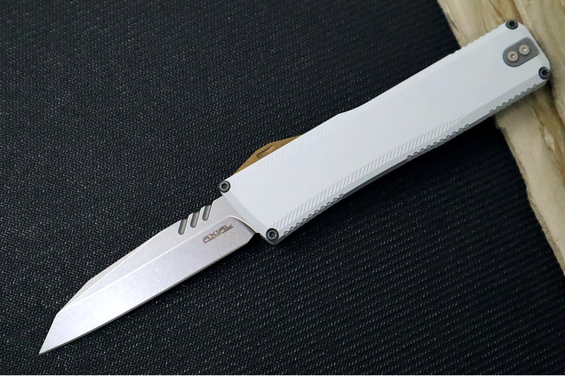 Axial Knives SHIFT V_3 OTF - Hidden White Anodized Aluminum Handle & Bronzed Hardware / Stonewashed Wharncliffe Blade / CPM-Magnacut Steel
