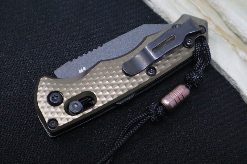 Benchmade 2950BK-1 Partial Immunity Auto - Cobalt Black Cerakote Finish  / CPM-M4 Steel / Wharncliffe Blade / Flat Dark Earth Anodized Aluminum Handle