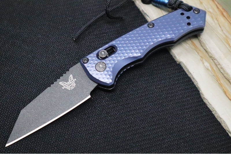 Benchmade 2900BK Full Immunity Auto - Cobalt Black Cerakote Finish  / CPM-M4 Steel / Wharncliffe Blade / Crater Blue Anodized Aluminum Handle