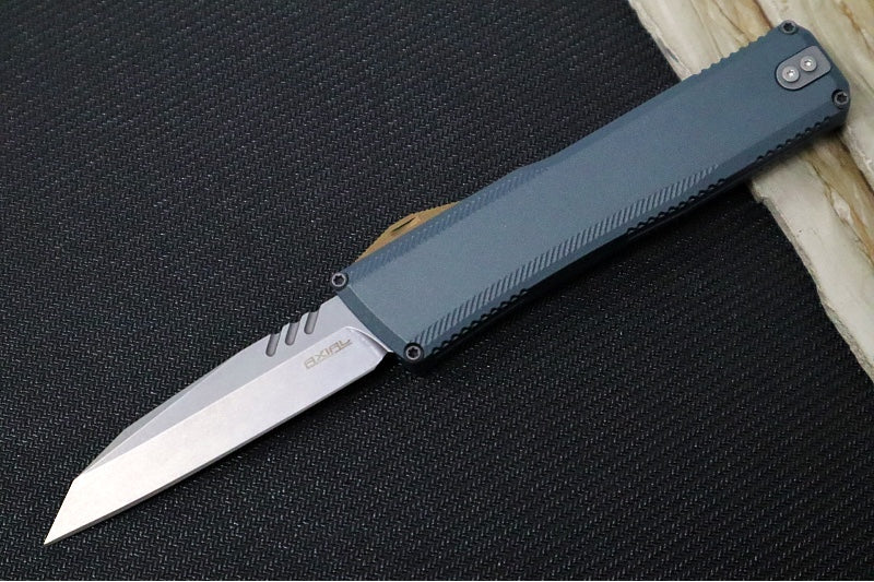 Axial Knives SHIFT V_3 OTF - Navy Anodized Aluminum Handle & Bronzed Hardware / Stonewashed Wharncliffe Blade / CPM-Magnacut Steel