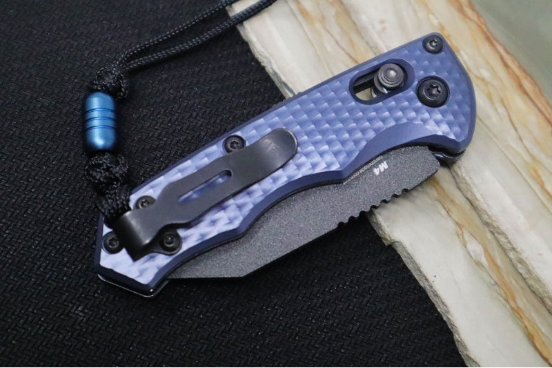 Benchmade 2950BK Partial Immunity Auto - Cobalt Black Cerakote Finish  / CPM-M4 Steel / Wharncliffe Blade / Crater Blue Anodized Aluminum Handle - Northwest Knives