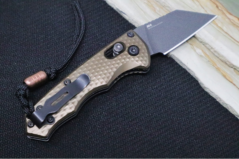 Benchmade 2950BK-1 Partial Immunity Auto - Cobalt Black Cerakote Finish  / CPM-M4 Steel / Wharncliffe Blade / Flat Dark Earth Anodized Aluminum Handle