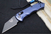 Benchmade 2950BK Partial Immunity Auto - Cobalt Black Cerakote Finish  / CPM-M4 Steel / Wharncliffe Blade / Crater Blue Anodized Aluminum Handle - Northwest Knives