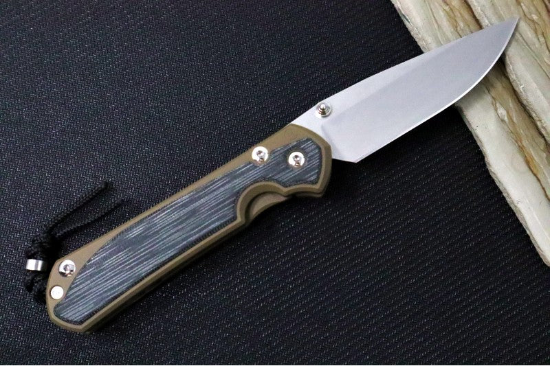 Chris Reeve Knives Large Sebenza 31 NWK Exclusive LEFT HAND - Drop Point Blade / CPM-Magnacut Steel / Flat Dark Earth Cerakote Handle with Black Micarta / Black Lanyard with Silver Bead L31-1817