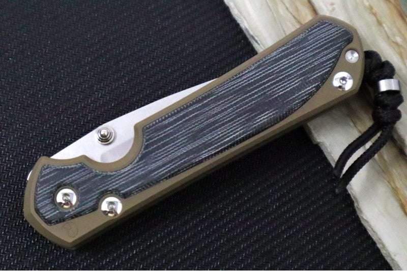 Chris Reeve Knives Large Sebenza 31 NWK Exclusive LEFT HAND - Drop Point Blade / CPM-Magnacut Steel / Flat Dark Earth Cerakote Handle with Black Micarta / Black Lanyard with Silver Bead L31-1817