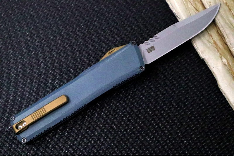 Axial Knives SHIFT V_3 OTF - Navy Anodized Aluminum Handle & Bronzed Hardware / Stonewashed Clip Point Blade / CPM-Magnacut Steel - Northwest Knives